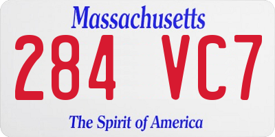 MA license plate 284VC7