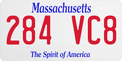 MA license plate 284VC8