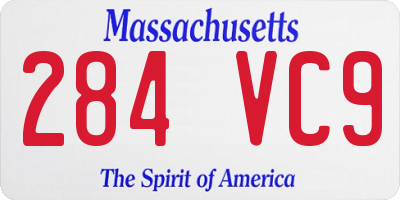 MA license plate 284VC9