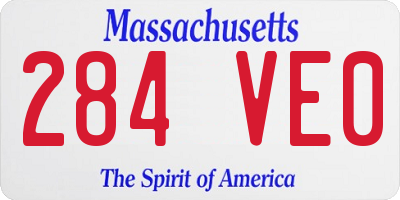 MA license plate 284VE0