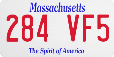 MA license plate 284VF5