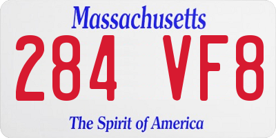 MA license plate 284VF8