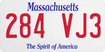 MA license plate 284VJ3