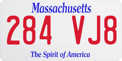 MA license plate 284VJ8