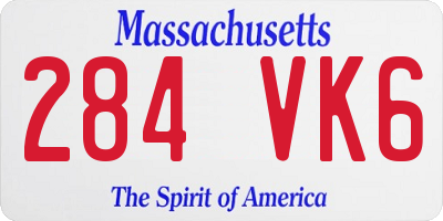 MA license plate 284VK6