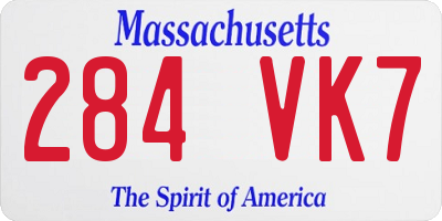 MA license plate 284VK7