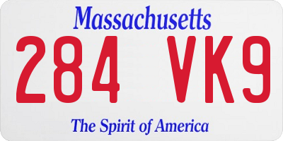 MA license plate 284VK9