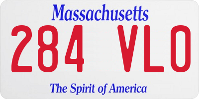 MA license plate 284VL0