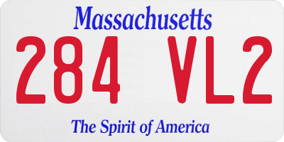 MA license plate 284VL2