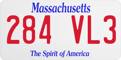 MA license plate 284VL3