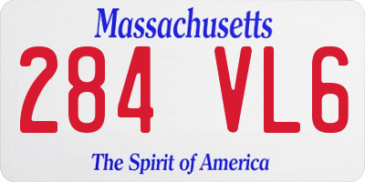 MA license plate 284VL6