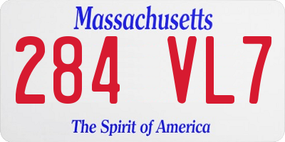 MA license plate 284VL7