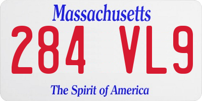 MA license plate 284VL9