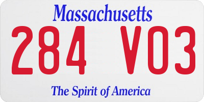 MA license plate 284VO3