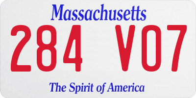 MA license plate 284VO7