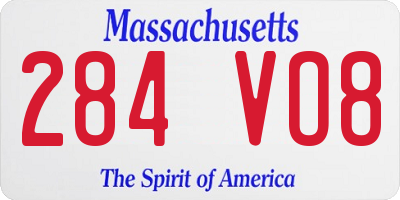 MA license plate 284VO8
