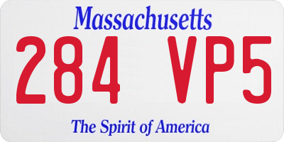 MA license plate 284VP5
