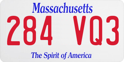 MA license plate 284VQ3