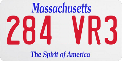 MA license plate 284VR3