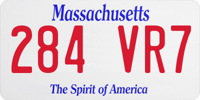 MA license plate 284VR7