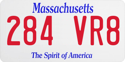 MA license plate 284VR8