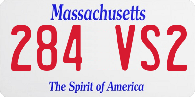 MA license plate 284VS2