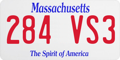 MA license plate 284VS3