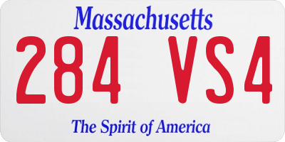 MA license plate 284VS4
