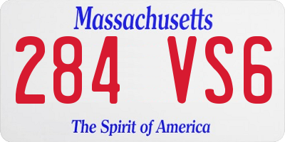 MA license plate 284VS6