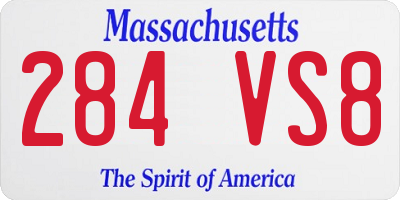 MA license plate 284VS8