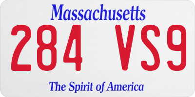 MA license plate 284VS9
