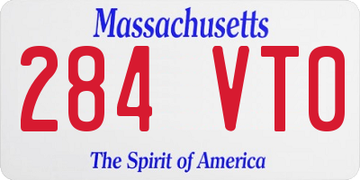 MA license plate 284VT0