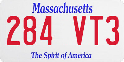 MA license plate 284VT3