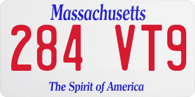MA license plate 284VT9