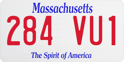 MA license plate 284VU1