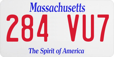 MA license plate 284VU7
