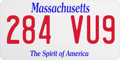 MA license plate 284VU9