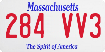MA license plate 284VV3