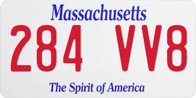 MA license plate 284VV8