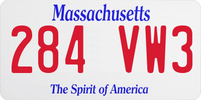 MA license plate 284VW3