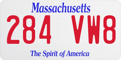 MA license plate 284VW8