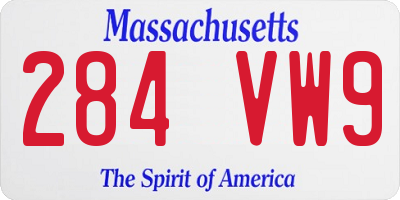 MA license plate 284VW9