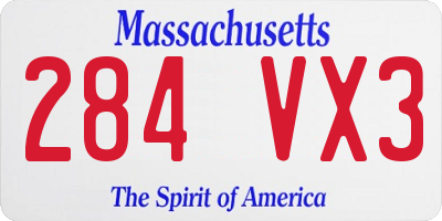 MA license plate 284VX3