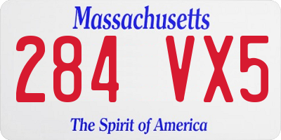 MA license plate 284VX5
