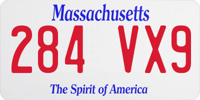 MA license plate 284VX9