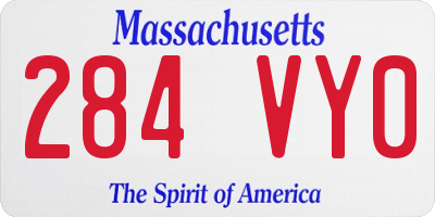 MA license plate 284VY0