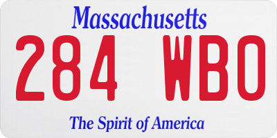 MA license plate 284WB0