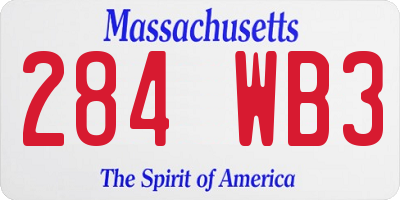 MA license plate 284WB3