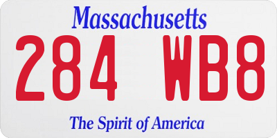 MA license plate 284WB8