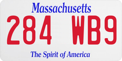 MA license plate 284WB9
